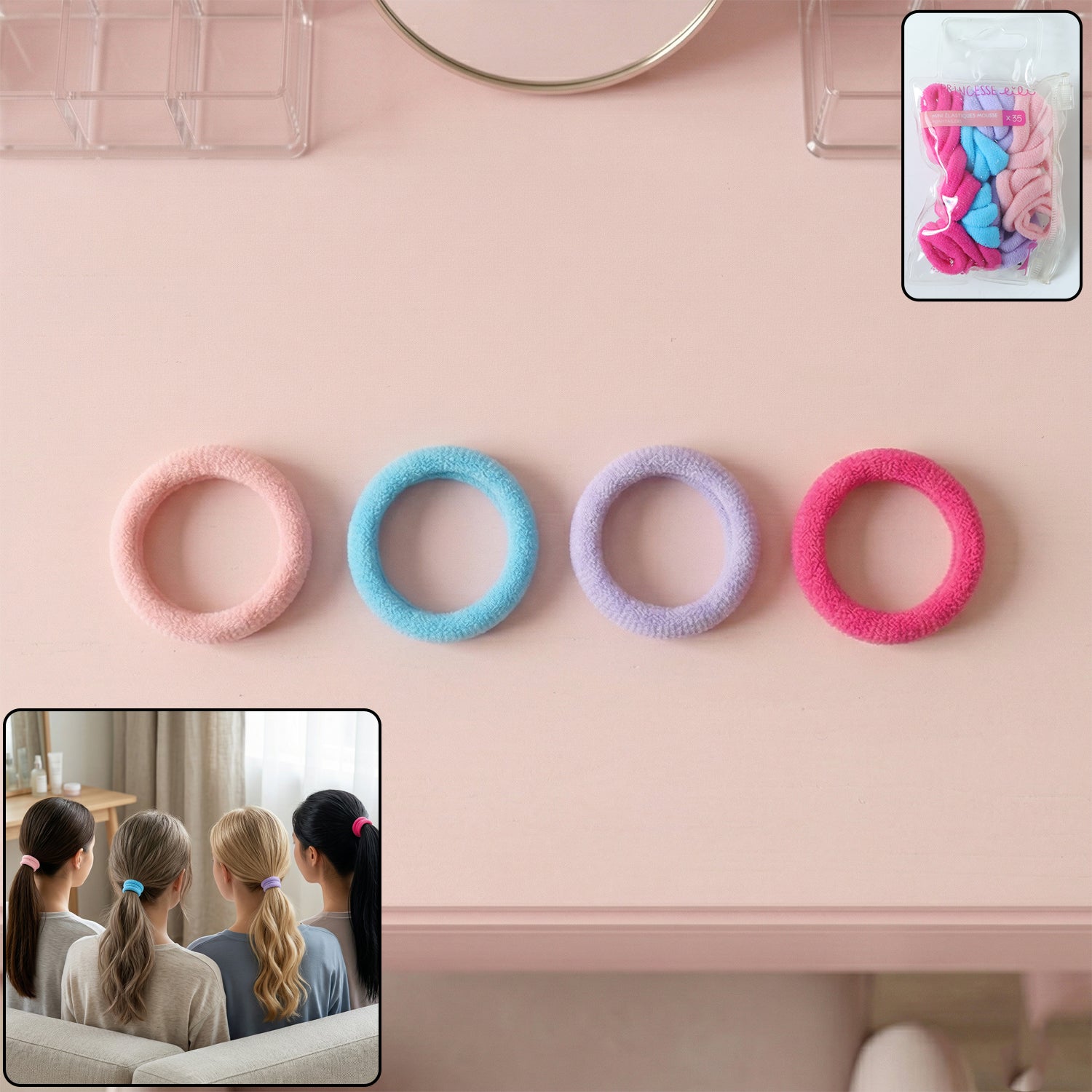 Soft Elastic Hair Bands 35 Pc Set  Stretchable No Damage Hair Ties