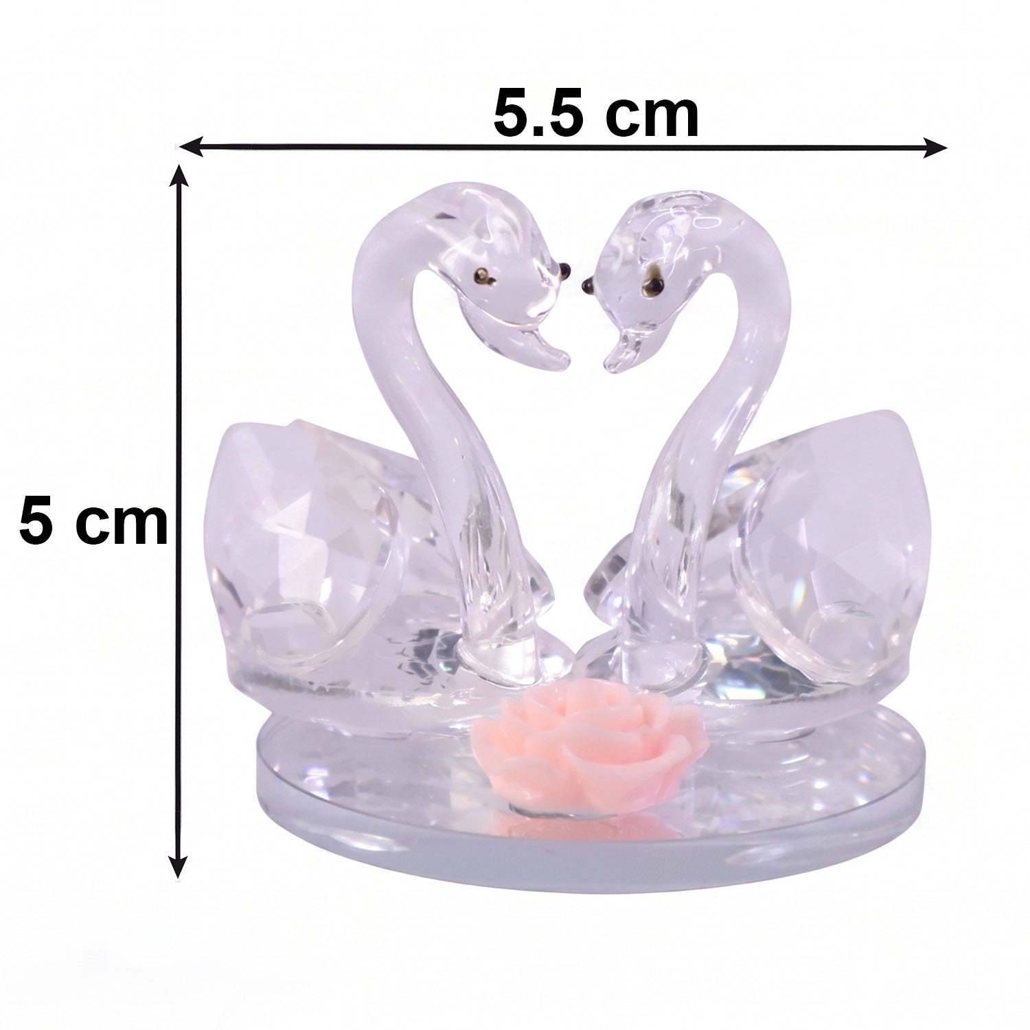 Crystal Swan Pair Showpiece Decorative Glass Couple Swan Home Decor (1 Pc)
