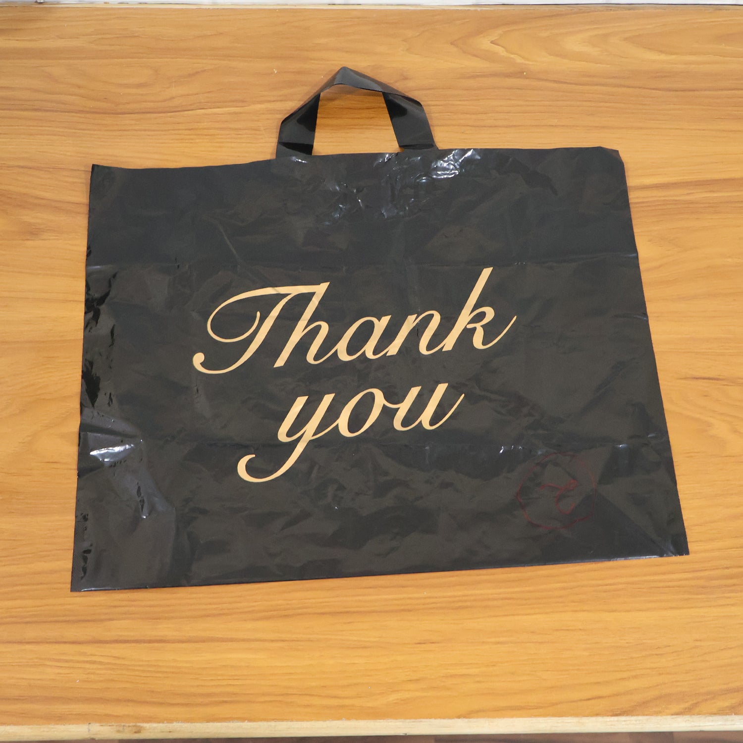 Large Black Thank You Printed Plastic Carry Bag (34  44 Cm 1 Pc)