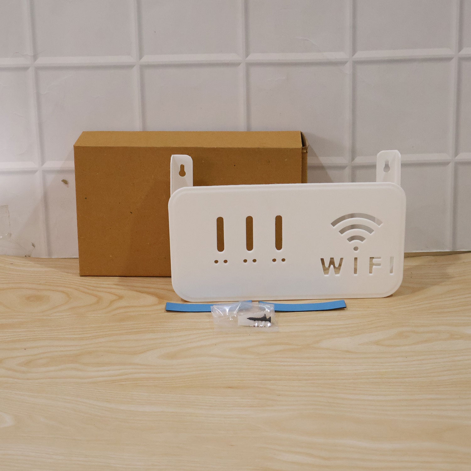 Wall Mount Wifi Router Holder Storage Box Organizer Rack With Screws (1 Pc)