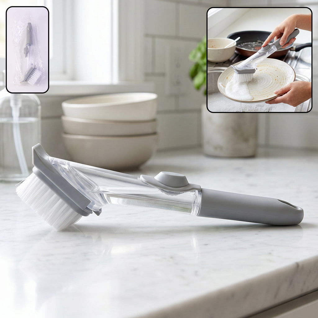 Soap Dispensing Dish Scrub Brush Refillable Kitchen Cleaning Brush (1 Pc)