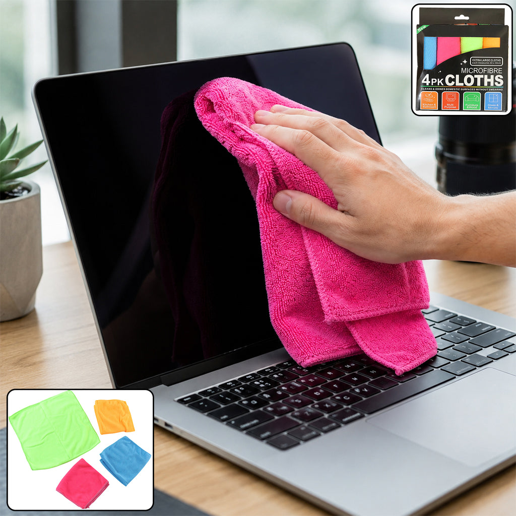 Microfibre Cleaning Cloth Set 30x30 Cm For Home Kitchen And Glass (4 Pc Set)